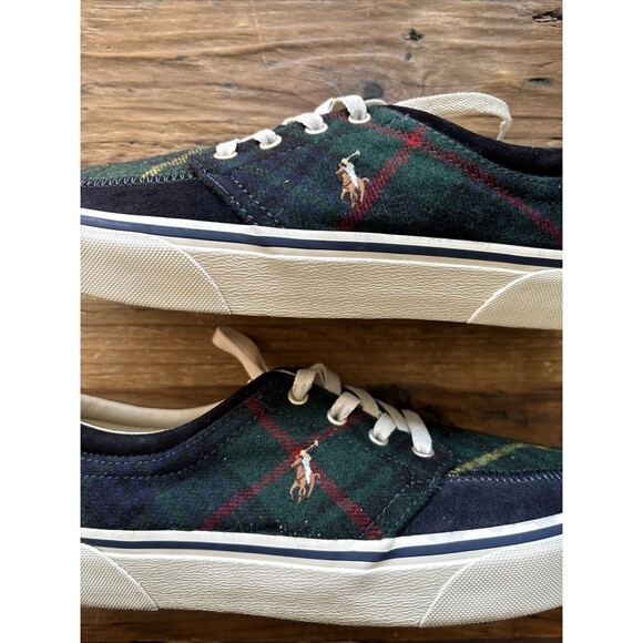 Polo Ralph Lauren Faxon X Tartan Plaid Leather Pony Shoes Sz9 Designer SoHo 90s - Picture 3 of 7